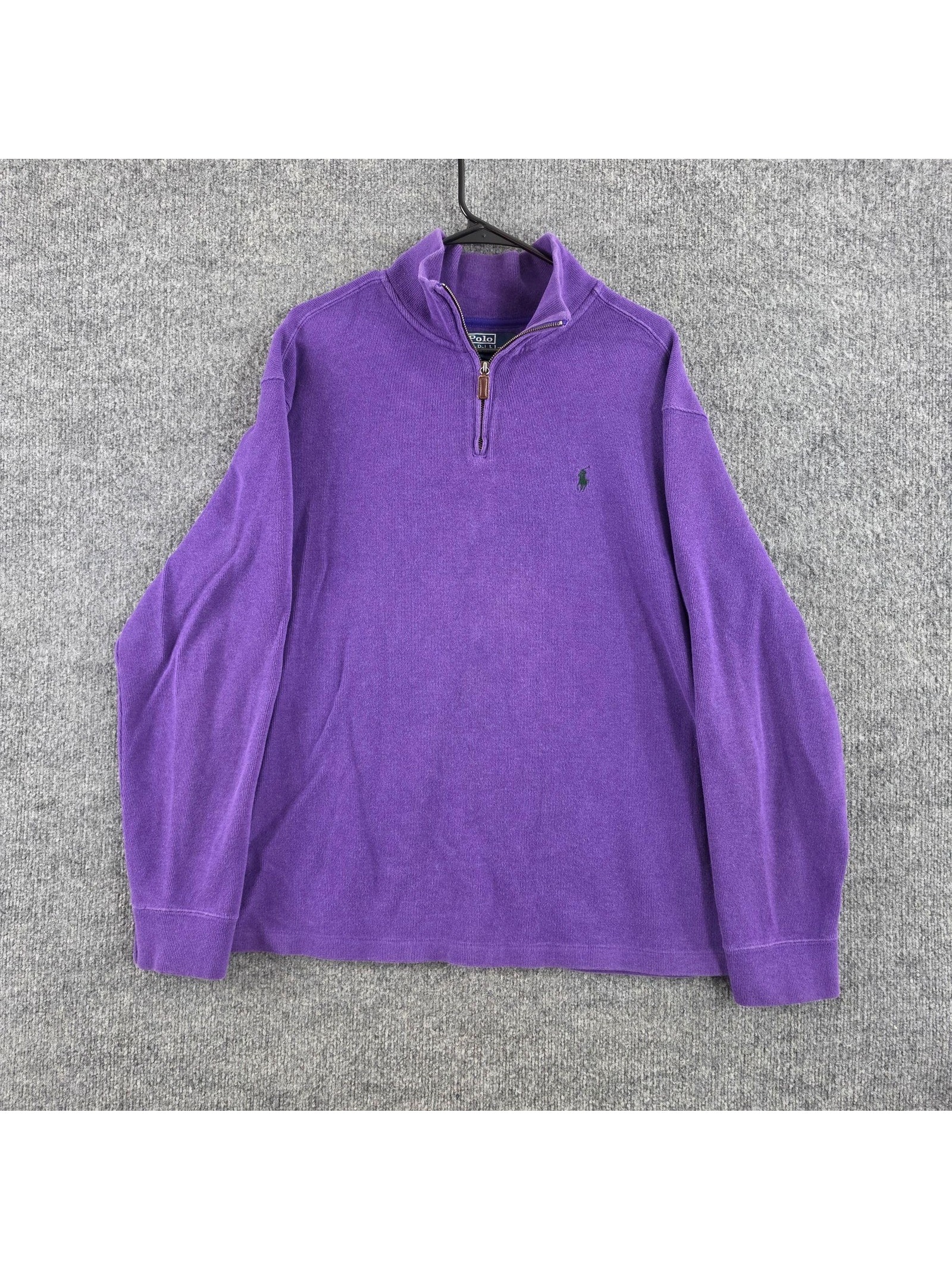 Vtg Polo Ralph Lauren Sweater Men Xl Purple 1/4 Zip Knit Preppy Casual Old Money